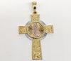 Gold Plated Tri-Color Cross with Virgin Mary Pendant