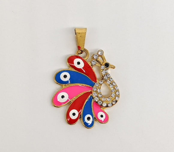 Plated Peacock with Eyes Pendant