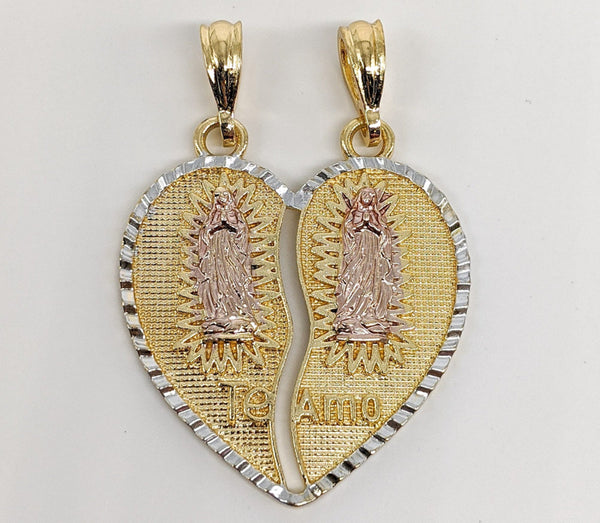 Plated Heart with Virgin Mary Pendant