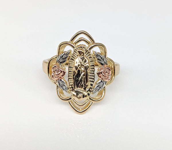 Plated Tri-Color Virgin Mary Ring