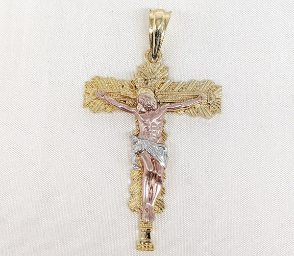 Gold Plated Tri-Color Cross Pendant