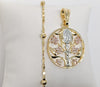 Plated Tri-Gold Cross and Virgin Mary Pendant and Gold Chain Set