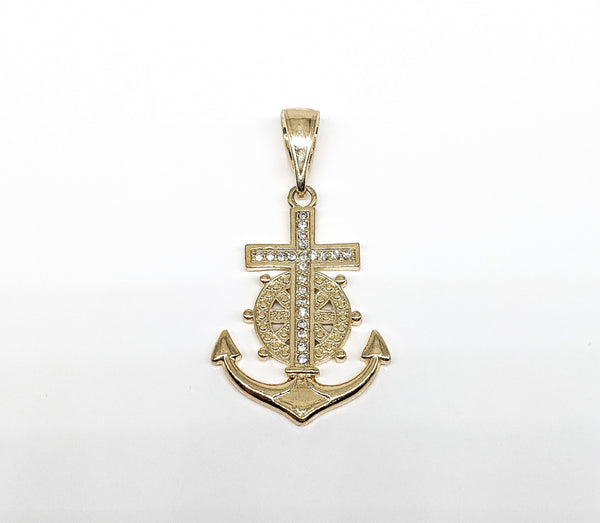 Plated Anchor with Cross Pendant
