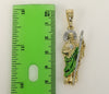 Plated Multicolor Saint Jude Pendant and Stainless Steel Chain Necklace