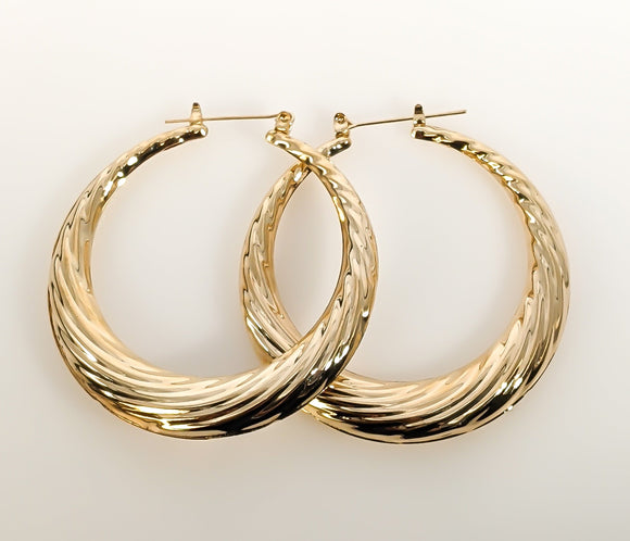 Plated 45mm Bamboo Style Hoop Earring