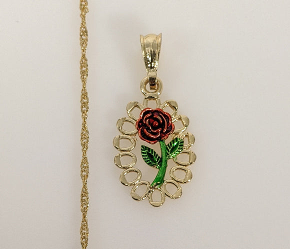 Plated Multicolor Rose Flower Twist Chain Necklace