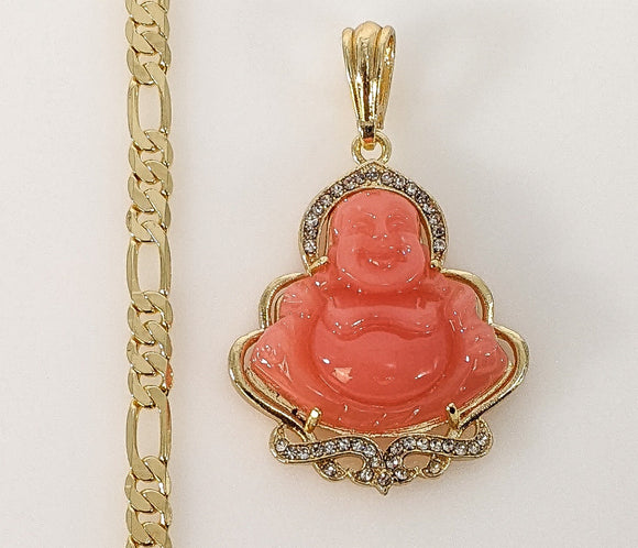Plated Buddha 5mm Figaro Chain Necklace