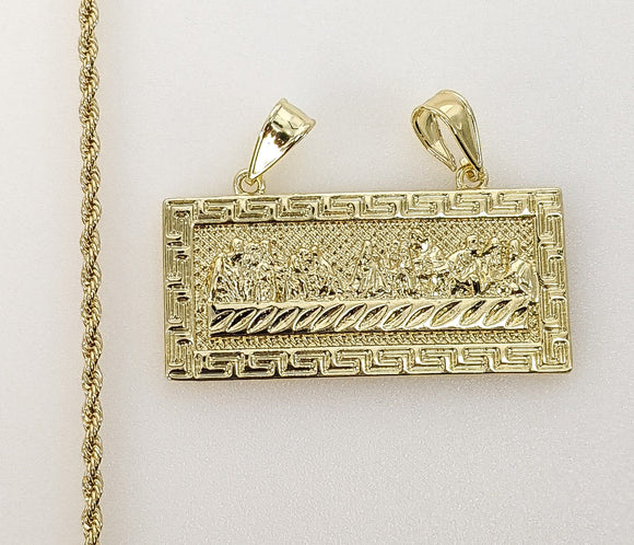 Plated The Last Supper 2mm Rope/Braided Chain Necklace