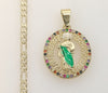 Plated Multicolor Saint Jude 3mm Figaro Chain Necklace