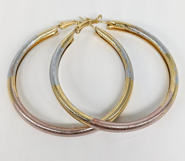Plated Tri-Gold Hoop Earring