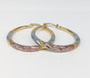 Plated Textured Tri-Gold Hoop Earring
