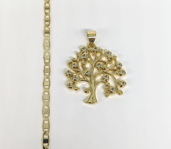 Plated Tree of Life Pendant and Chain Set