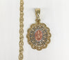 Plated Tri-Gold Virgin Mary Pendant and Chain Set