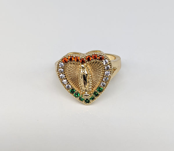Plated Heart with Virgin Mary Ring