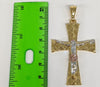 Plated Tri-Gold Cross Pendant and Diamond Link Chain Set