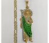 Plated Saint Jude Pendant and Diamond Figaro Chain Set