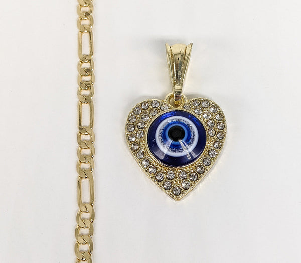 Plated Heart with Eye Pendant and Chain Set*