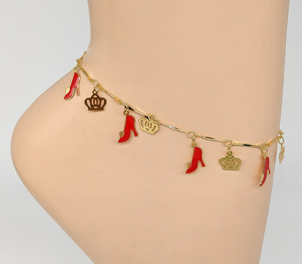 Plated Crown and Stiletto Anklet