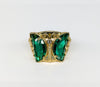 Plated Faux Emerald Butterfly Ring*
