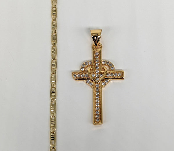 Plated Cross Pendant and Chain Set