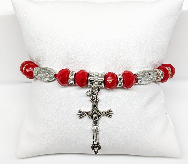 Cross with Virgin Mary Rope Protection Bracelet