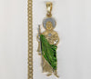 Plated Saint Jude Pendant and Diamond Cuban Chain Necklace