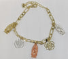 Plated Tri-Gold Virgin Mary Charm Bracelet