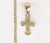 Gold Plated Mini Cross Pendant and Cuban Chain Set
