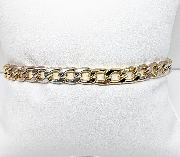 Plated Tri-Gold Chain Bracelet