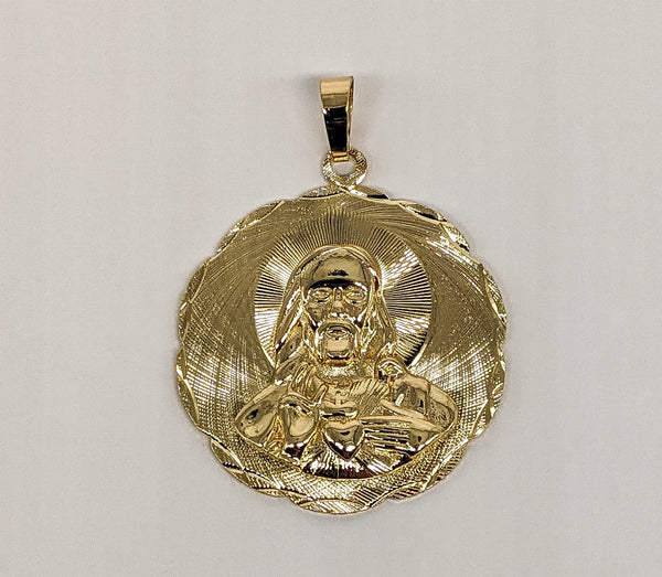 Gold Plated Sacred Heart of Jesus Medalla Pendant