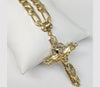 Plated Cross Pendant and Diamond Figaro Chain Set