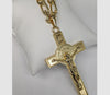 Plated Cross with Saint Benedict Pendant and Diamond Figaro Chain Set