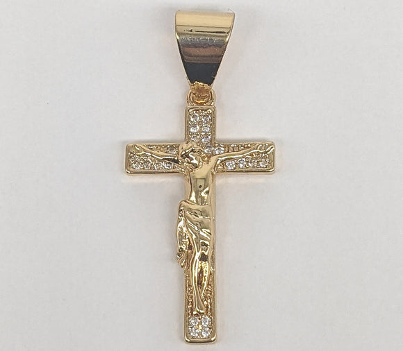 18K Gold Plated Bling Cross Pendant