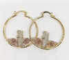 Gold Plated Tri-Color Saint Jude Hoop Earring