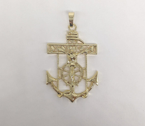 Plated Medium Anchor with Cross Pendant