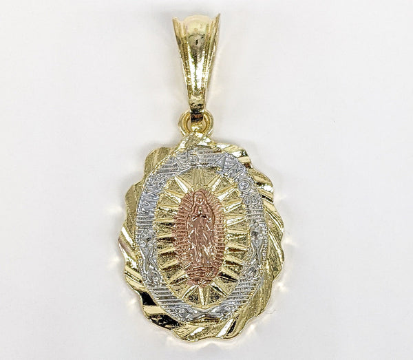 Gold Plated Ti-Gold "Mis 15 Años" Virgin Mary Pendant