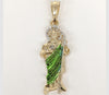 Plated Multicolor Saint Jude Pendant and Stainless Steel Chain Necklace