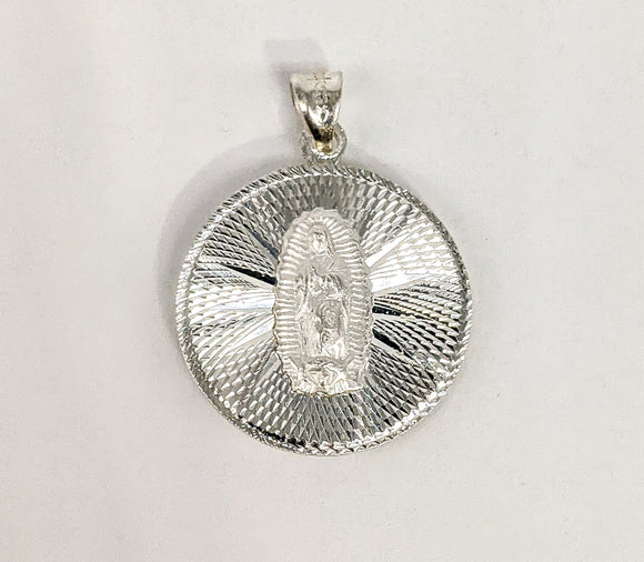 Silver 925 Double Sided Virgin Mary and Jesus Medallion Pendant