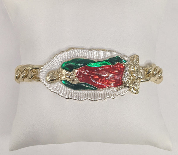 Plated Multicolor Thick Virgin Mary Bracelet