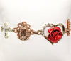 Plated Tri-Gold Virgin Mary and Heart Rose Bracelet*