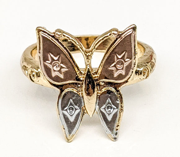 Gold Plated Tri-Gold Butterfly Ring*