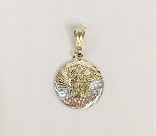 Gold Plated Tri-Gold Virgin Mary Medalla Pendant