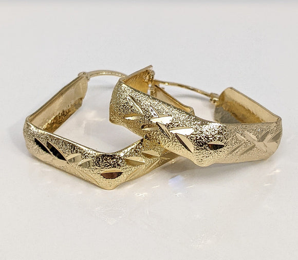 Gold Plated MEDIUM Diamond Shape Hoop Earring