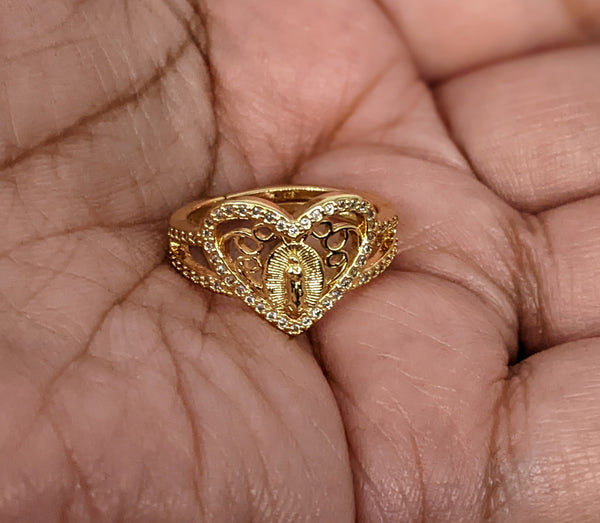 Gold Plated Virgin Mary Adjustable Ring
