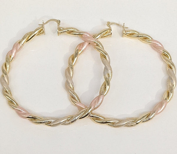 Plated Tri-Gold Hoop Earring X-LARGE
