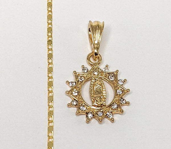 Gold Plated Virgin Mary Pendant Chain Necklace