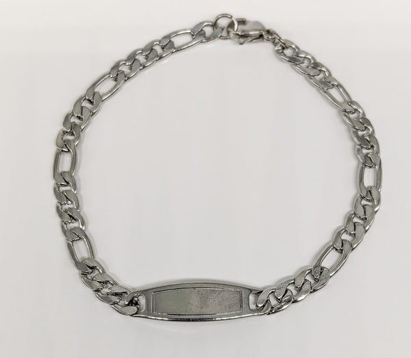 Rhodium Plated Small Wrist / Kids Plate Chain Bracelet