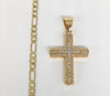 Plated Cross Pendant and Figaro Chain Set