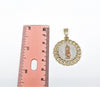 Gold Plated Tri-Gold Virgin Mary 5mm Figaro Chain Necklace