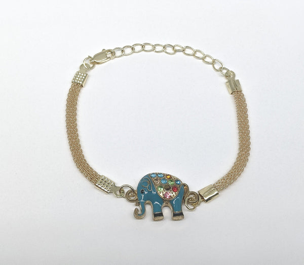 Plated Teal Elephant Bracelet